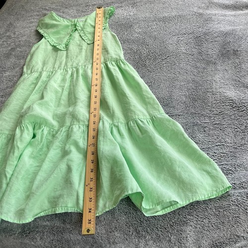 Zara Girls Dress Size 13 14 Green Tiered Boho Lyocell Peter Pan Collar 16726 - Picture 7 of 9