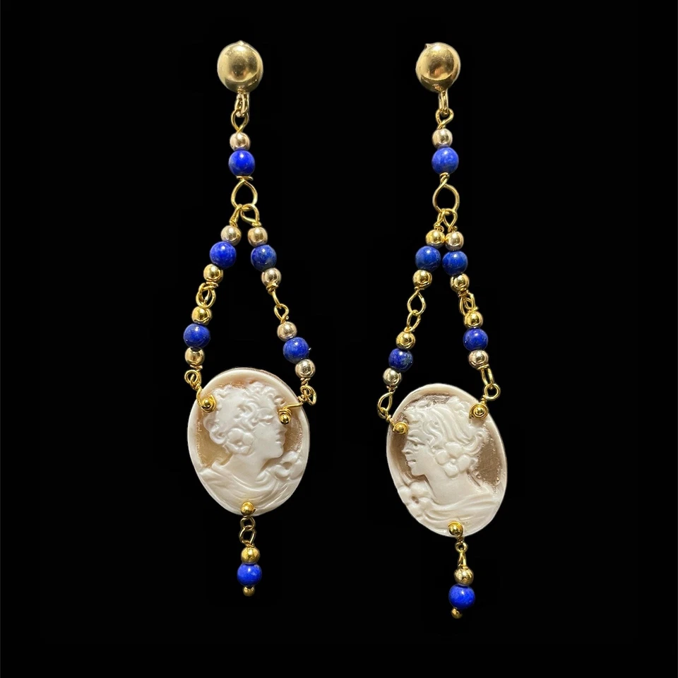 Orecchini con lapislazzuli e cammei - Immagine 2 di 4