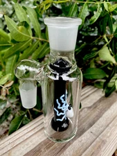 18MM Shower Head Glass Ash Catcher 90 degree Black (white Octopus).