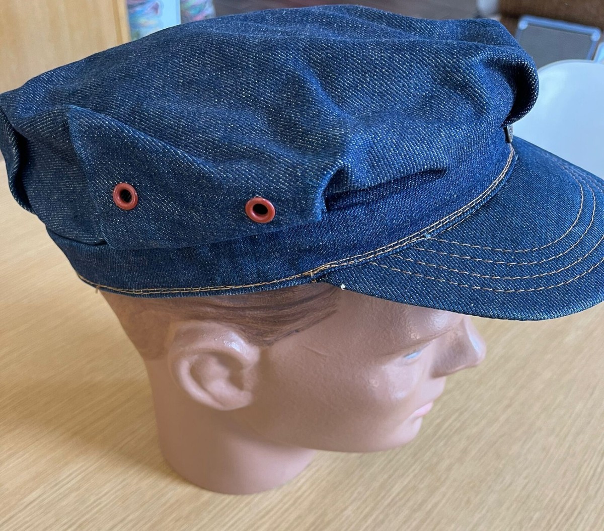 LEVI'S LEVI DEMIN ORANGE TAB CONDUCTOR ENGINEER HAT CAP SZ