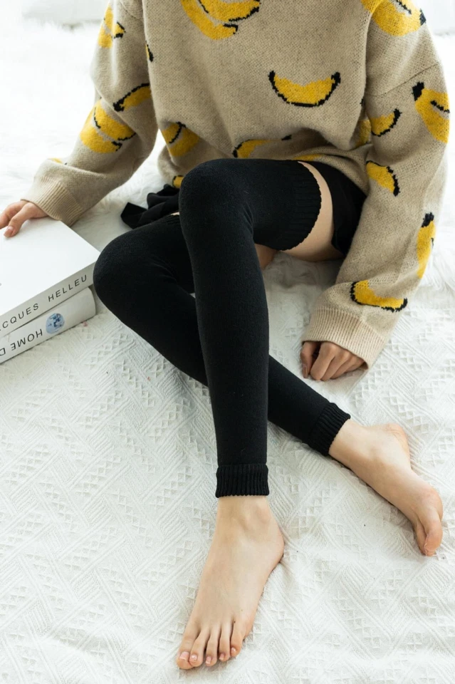 Mujer Invierno Cálido Calentadores de Piernas Largo Tejido Crochet Calcetines Leggings Calcetines Foto 3 de 4