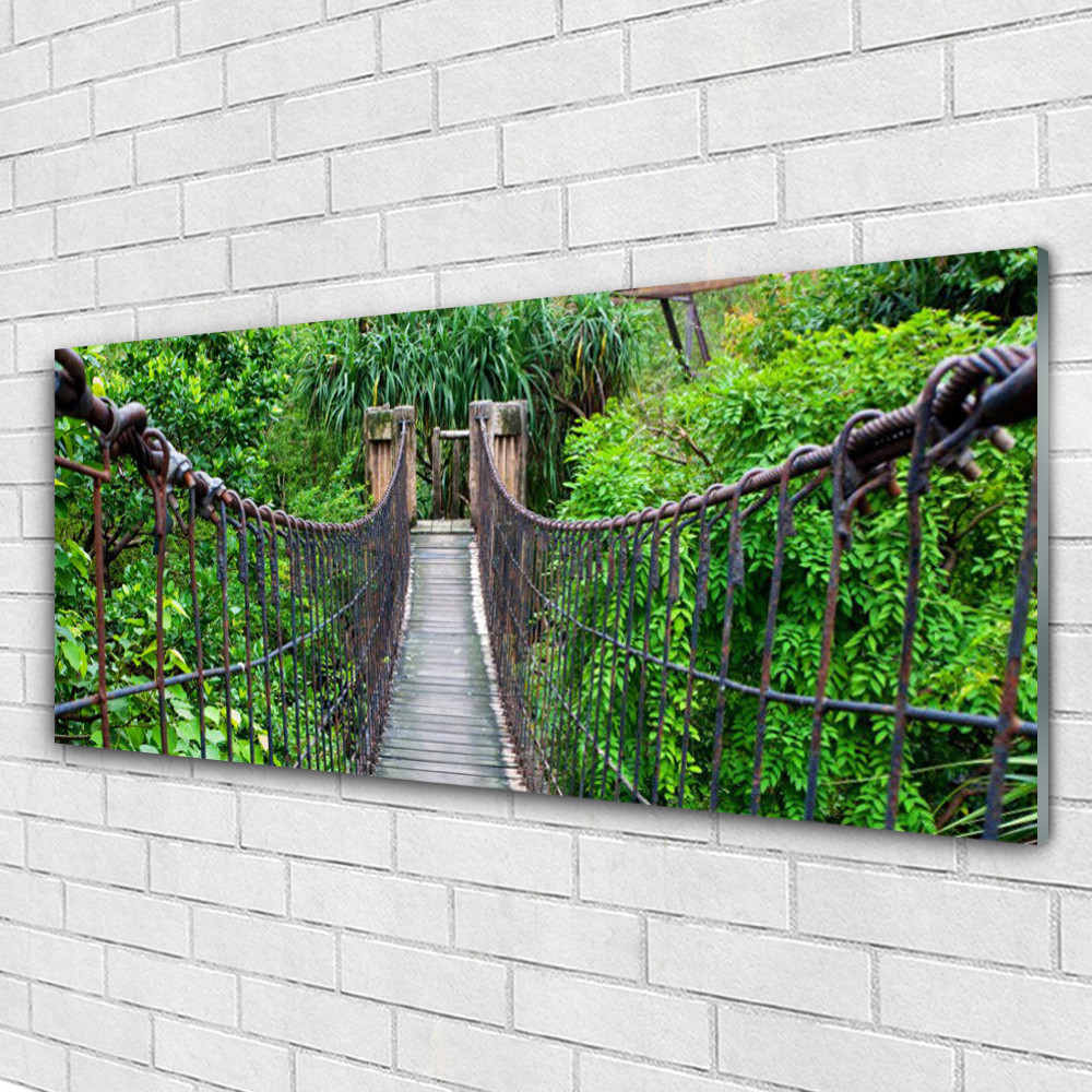 Impression sur verre acrylique image tableau 125x50 architecture arbres pont pour décoration murale