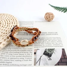 跨境新款牛皮手链欧美复古西部牛仔编织手绳时尚潮流串珠情侣手串