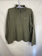 Eddie Bauer Men's Green 1/4 Zip Pullover Fleece Lined Long Sleeve Top Casual XL