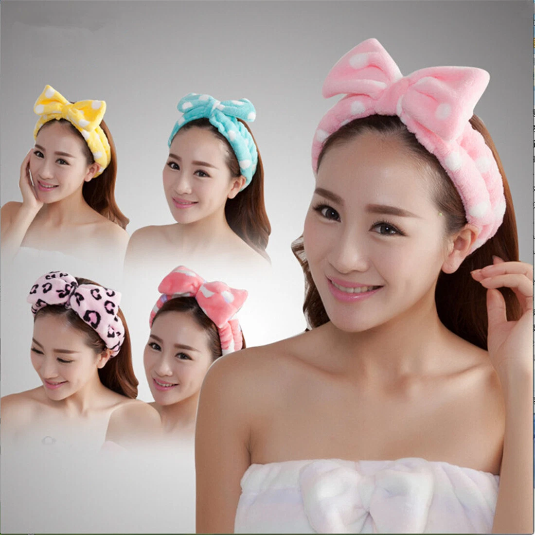 Soft Fleece Fluffy Elastic Headband Makeup Cosmetic Facial Shower Spa Hair Band