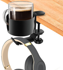 Desk Cup Holder, 2 in 1 Desk Cup Holder with Headphone Hanger