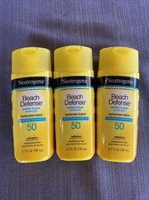 Neutrogena 6.7 oz "Beach Defense" Water & Sun SPF 50 Sunscreen Lotion Lot of 3