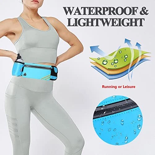 Adjustable Waist Running Belt Bag with Water Bottle Holder and Phone Pouch