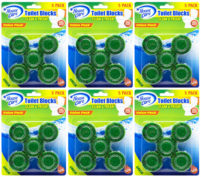 House Care Green Toilet Bowl Blocks Clean & Fresh, 5 Ct. (Pack of 6)