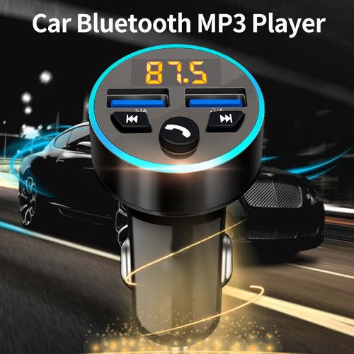Bluetooth 5.0 Car FM Transmitter Wireless Radio Audio Adapter Rgb Lights 2 USB - Picture 8 of 15