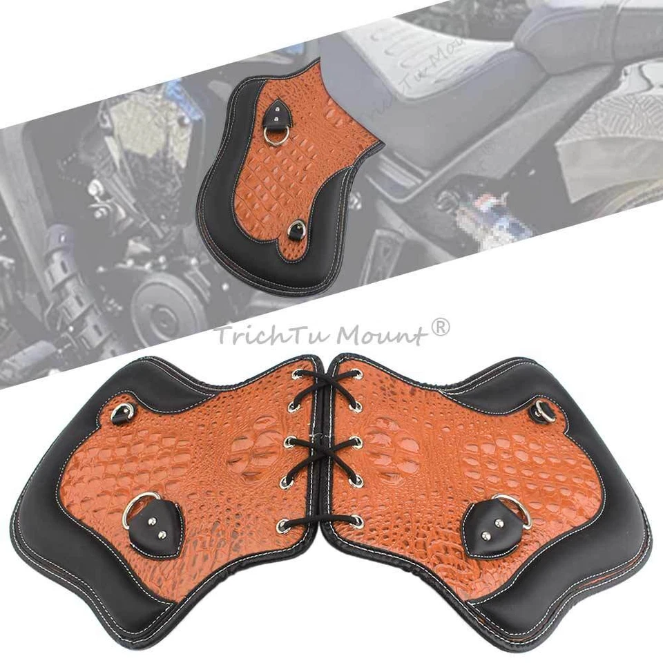 Deflector protector térmico de cuero PU para Harley Sportster Softail Universal Foto 2 de 4