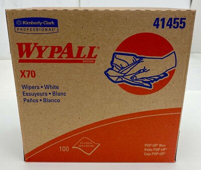 New Wypall Kimberly Clark X70 x100 Wipers 41455 9.1x16.8in White Pop Up Box 