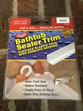 Magic Peel  Stick Caulk Tub  Wall WHITE 7/8" x 11' Bathtub Shower Water Seal