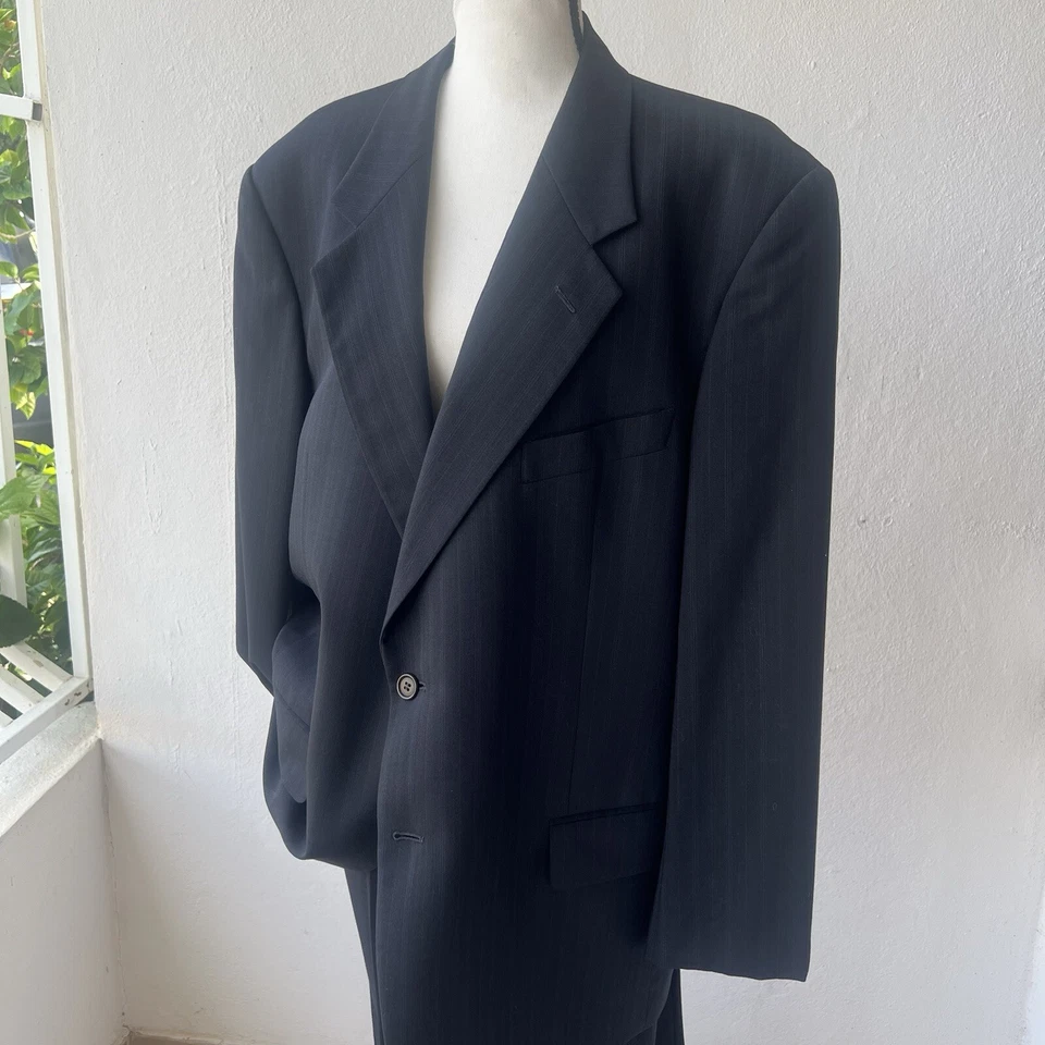 Valentino Garavani Uomo Line Suit Men’s Sz 46 Navy Virgin Wool Tailored Luxury - Image 3 of 4