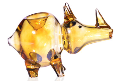 CUTE 4'' RHINO Animal Glass Hand Pipe COOL FUMED Alien Bowl Pipe MONSTER *USA*
