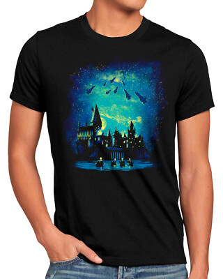 Zauberschule Herren T-Shirt eule zauberstab besen zauberschule