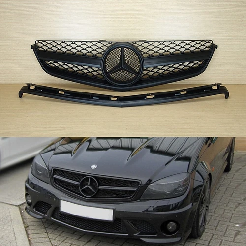 (Only C63) C-Class Front Grille Mist Black ABS Fit BENZ W204 Sedan 4D 2008-2011