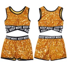 Kids Girls Stage Show Modern Jazz Hip-Hop Dancewear Tops with Bottoms Outfits