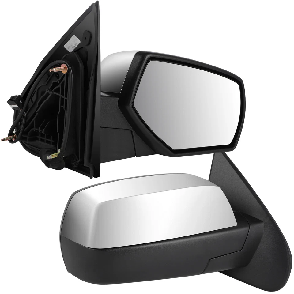 Juego de 2 espejos retrovisores plegables manuales eléctricos cromados para Chevy Silverado 2015-18 Foto 4 de 4