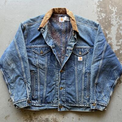 Vintage Denim Carhartt Aztec Blanket Lined Trucker Jacket | eBay