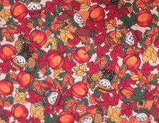 3 Yds Cotton Fabric Fall Harvest Time Allover Scarecrow Leaves Pumpkin 44" Wide