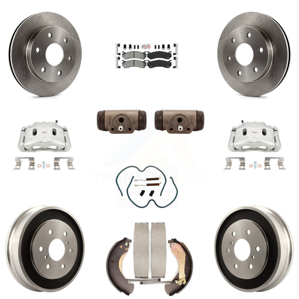 Front & Rear Disc Brake Caliper Rotor Drum Pad Shoe Cylinder Kit for Cars