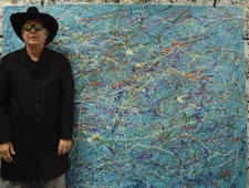 Jackson Pollock Style Giant Canvas Painting 84”X62” (7 Foot) Abstract Modern XL