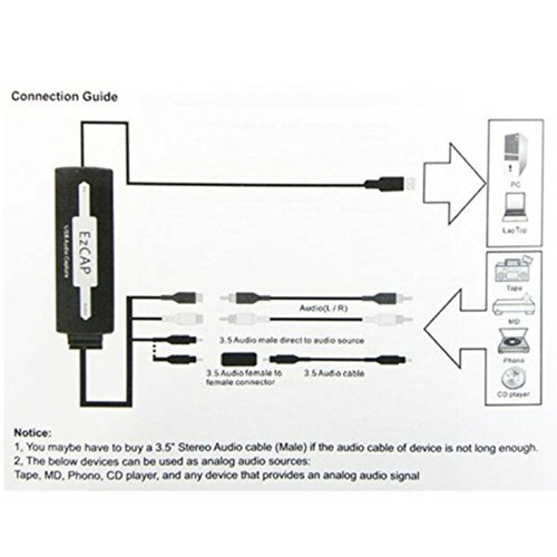 Audioakquisitionskarte Audio-USB-Aufnahme Kassetten-Audio-Adapter - Afbeelding 4 van 4