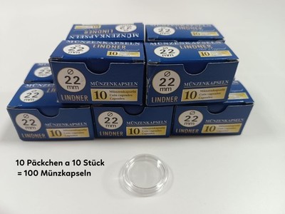 100 Stück Münzkapseln Münzenkapseln Kapseln Münzen Box  LINDNER 22mm