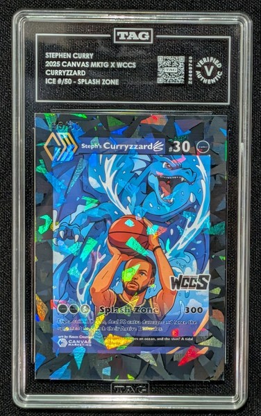 Lona MKTG X WCCS Stephen Curry Curryzzard Ice 2025/50 Splash Zone 30 etiqueta azul