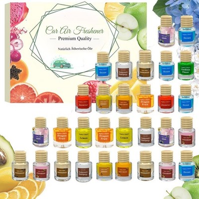30x Hanging Car Air Fresheners Multi Scent Oil Diffuser Long Lasting 8ml Bottles