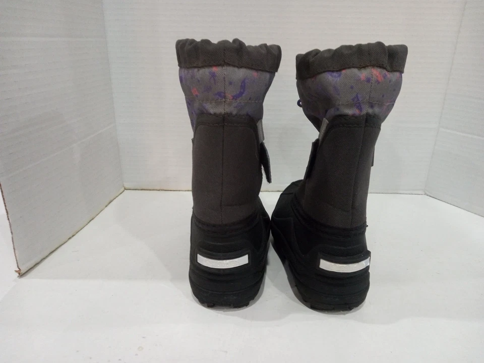 Columbia Niños Pequeños Bebé Talla 10 Invierno Botas de Nieve Gris y Púrpura Chevron Foto 2 de 4