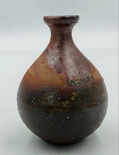 Bizen Ware Tokkuri Vase by Fujihara Ken Japanese Ceramic with Box 12.8cm - Picture 2 of 7