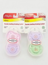 Playtex Binky Pacifiers 0-6 Months Girls Pattern Assorted 2ct Lot of 2 LATEX