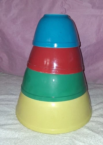 Vintage Pyrex Primary Colors Mixing Nesting Bowls Set 401 402 403 404 NICE!