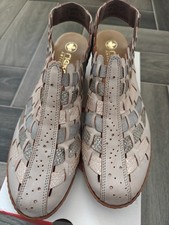 Ladies Size 6.5 / 40 Beige Multi Sling Back Leather Shoes By Reiker New In Box