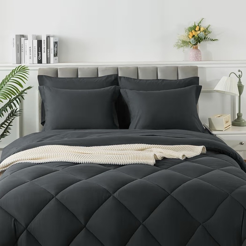 SameBed Queen 7-Piece Bed Set Dark Grey