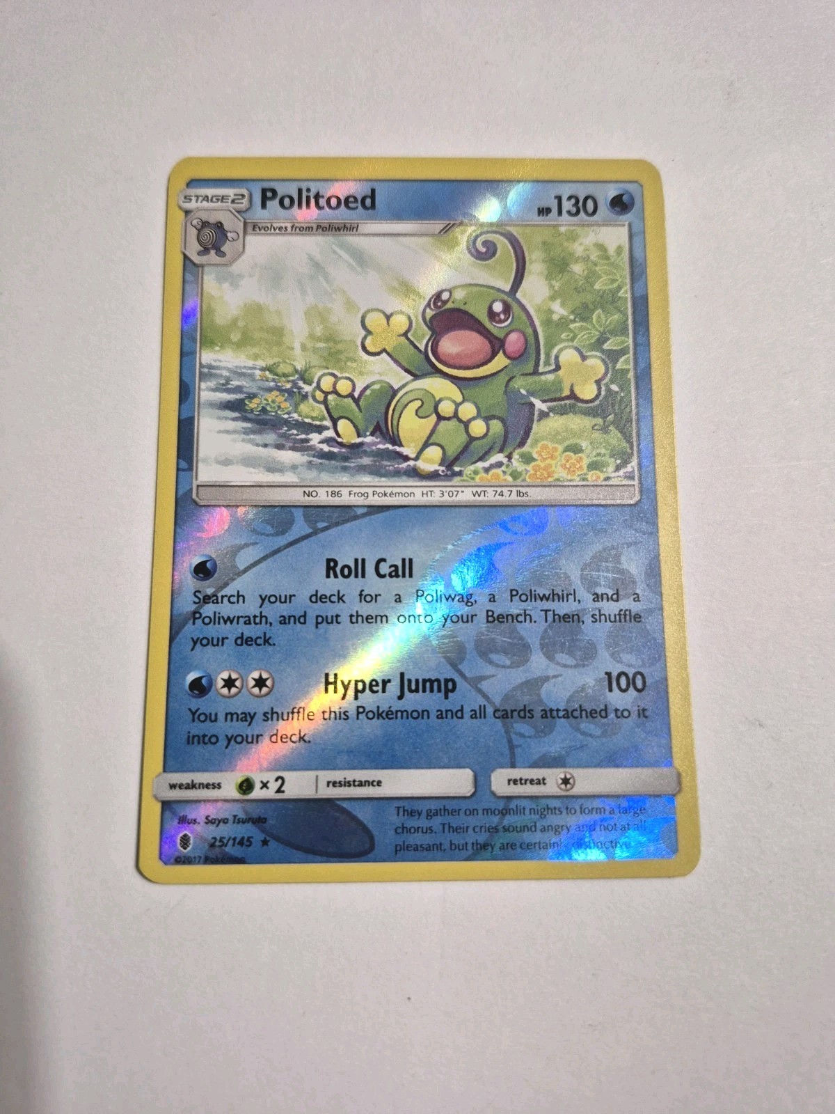 Pokemon 2017 Guardians Rising Politoed 25/145 Reverse Holo Rare 