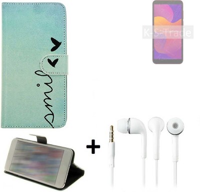 360° Schutz Hülle smile für Huawei Honor 9S Wallet Case Design + headphones