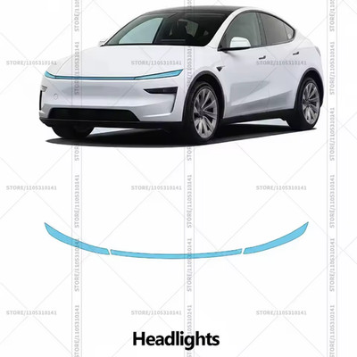 Tesla Model Y 2025-2026 8,5 Mil Vorgeschnittene PPF - Scheinwerfer Transparent