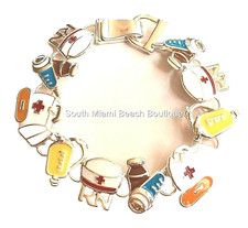 Pulsera con dije de enfermería enfermera doctora RN LPN CNA regalo de graduación enchapado en plata