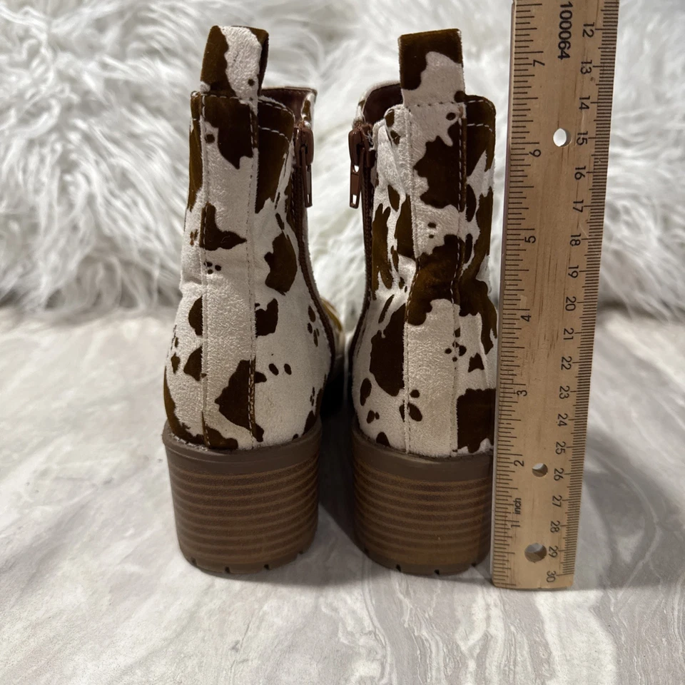 Mia Kids - 女孩白色和棕色牛皮拉链短靴 2 码 — 第 4/4 张图片