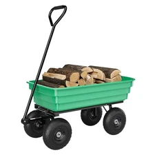Garden Dump Cart 4 Cu.Ft. 600Lbs Garden Cart with 4 Wheel Wheelbarrow Yard Car