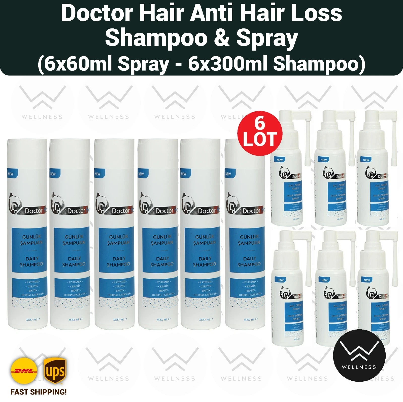 Doctor Hair Anti Hair Loss Hair Repair Set (Shampoo+ Spray ) - 6LOT