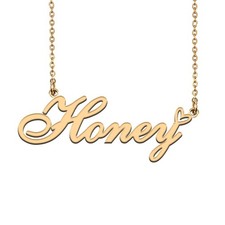 Unique Gold Name Necklace with Heart Custom Honey Necklace for Women Birthday