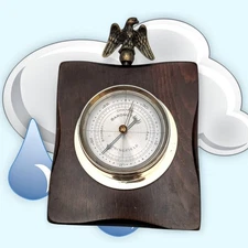 SPRINGFIELD INSTRUMENTS Brass Eagle Wood Hygrometer Humidity Meter WALL HANGING