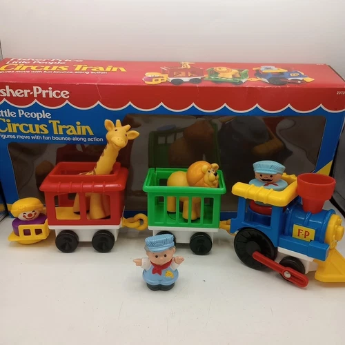 LITTLE PEOPLE CIRCUS TRAIN Fisher Price 1991 Complete Box And 1997 Conductor Vtg