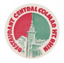 x5293 Restaurant Central Colmar Ht. Rhin luggage label suitcase sticker