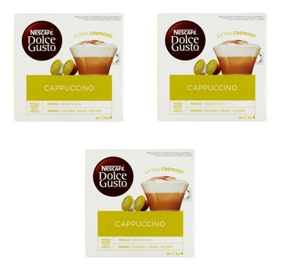 (3er Pack) Nescafe Dolce Gusto Cappuccino Kapseln Pods - 24 Tassen - 48 Kapseln