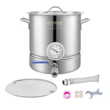 VEVOR Stainless Steel Kettle, 5 GALLON Brewing Pot, Tri Ply Bottom for Beer, Bre